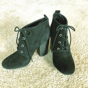 BCBG Luca Bootie - Black Suede Ankle Boots, 6.5